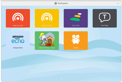 Screenshot of grid explorer with several grid set icons visible