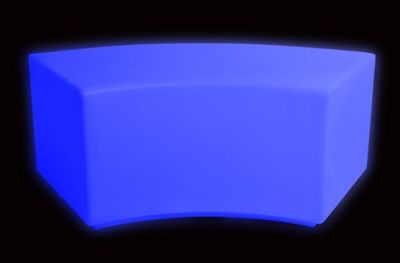 A blue LED lit plastic bench