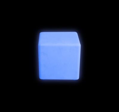 Blue LED light lit up cube