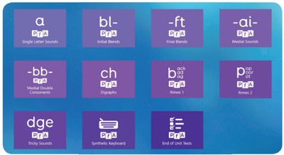 Screenshot of phonics for all grid set activities