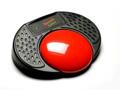 Big single red button on a black base