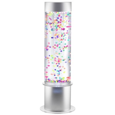 Bubble tube with floating balls on a white background