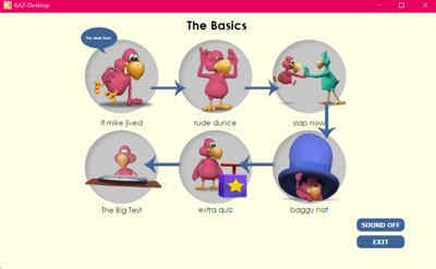 Screenshot of first level typing exercises