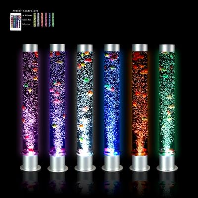 Image showing 6 bubble tubes lit in different colours on a black background