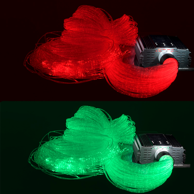 Image of fibre optic tails lit in red and green