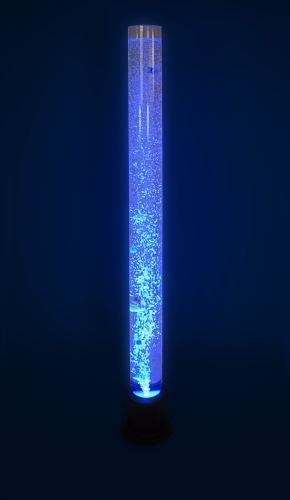 Single bubble tube with plastic base lit in blue