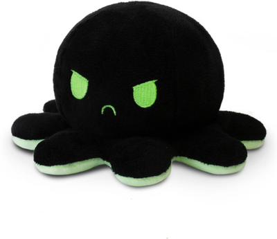 Image of scowling inverted TeeTurtle glow in the dark reversible plushie