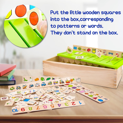 Image showing wooden sorting box with posting slots for play pieces