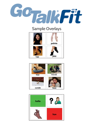 Image showing sample GoTalk Duo overlays for 4 button configuration