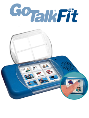 Front view of the GoTalk Fit with keyguard for 9 messages used