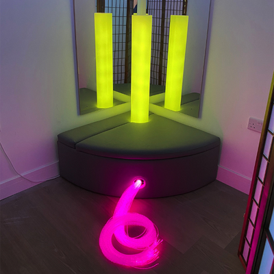 Image showing a waterless led bubble tube in a corner plinth with fibre optic tail