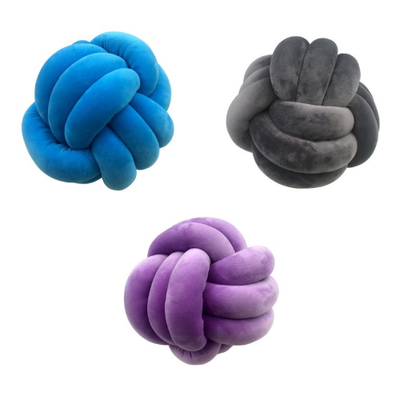 Image showing 3 large cuddle balls in grey, blue and purple