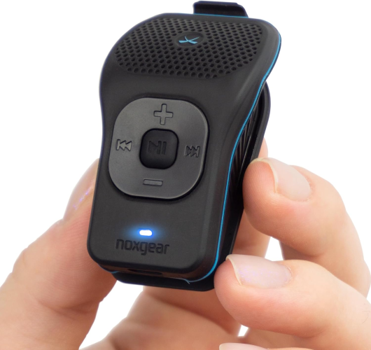 Image showing a hand holding up a noxgear 39 wearable bluetooth speaker