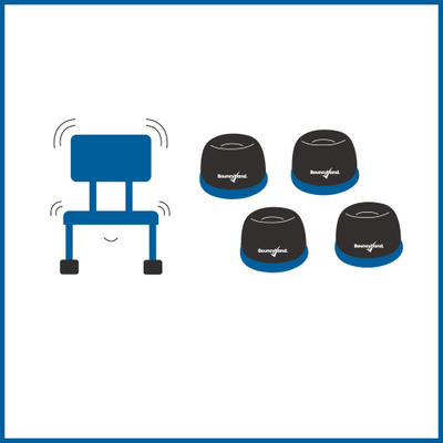 Image showing an illustrated chair with four wiggle wobble chair feet next to it