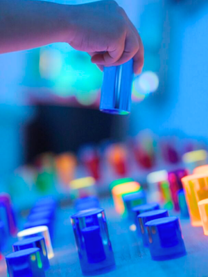Close up of rods for the wall hanging sensory light panel