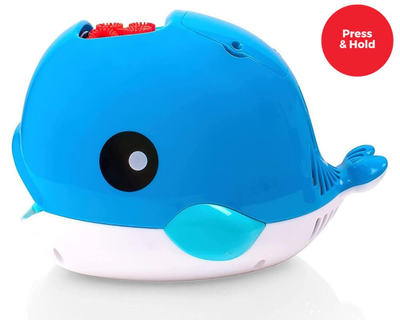 Side view of the switch adapted bubble machine blue whale