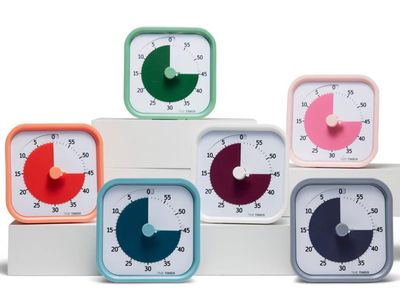 Time Timer MOD Home Edition showing a variety of colour options.