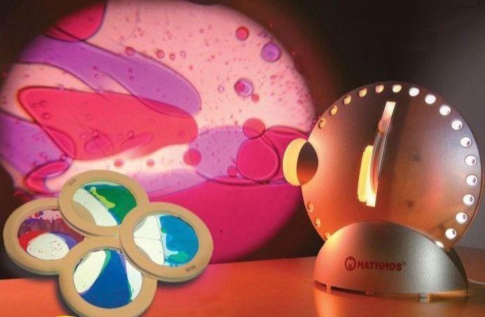 Space projector showing swirling oil projections and additional disks.