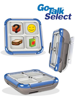 Front and side views of the gotalk select portable communication device