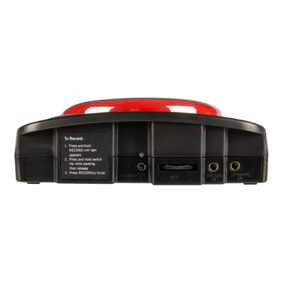 Top view of the bigmack communicator with single red button on black base