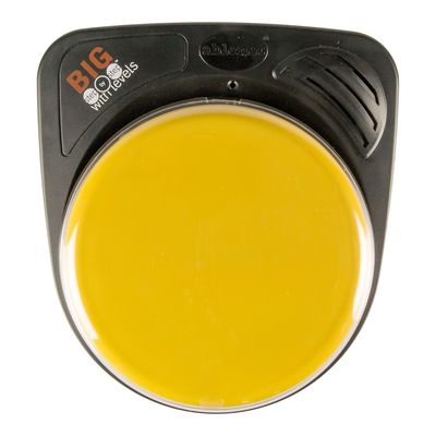 Top view of the big step-by-step communicator with single yellow button on black base