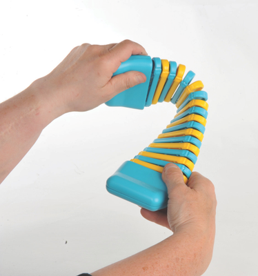 Image of 2 hands bending a clatterpillar