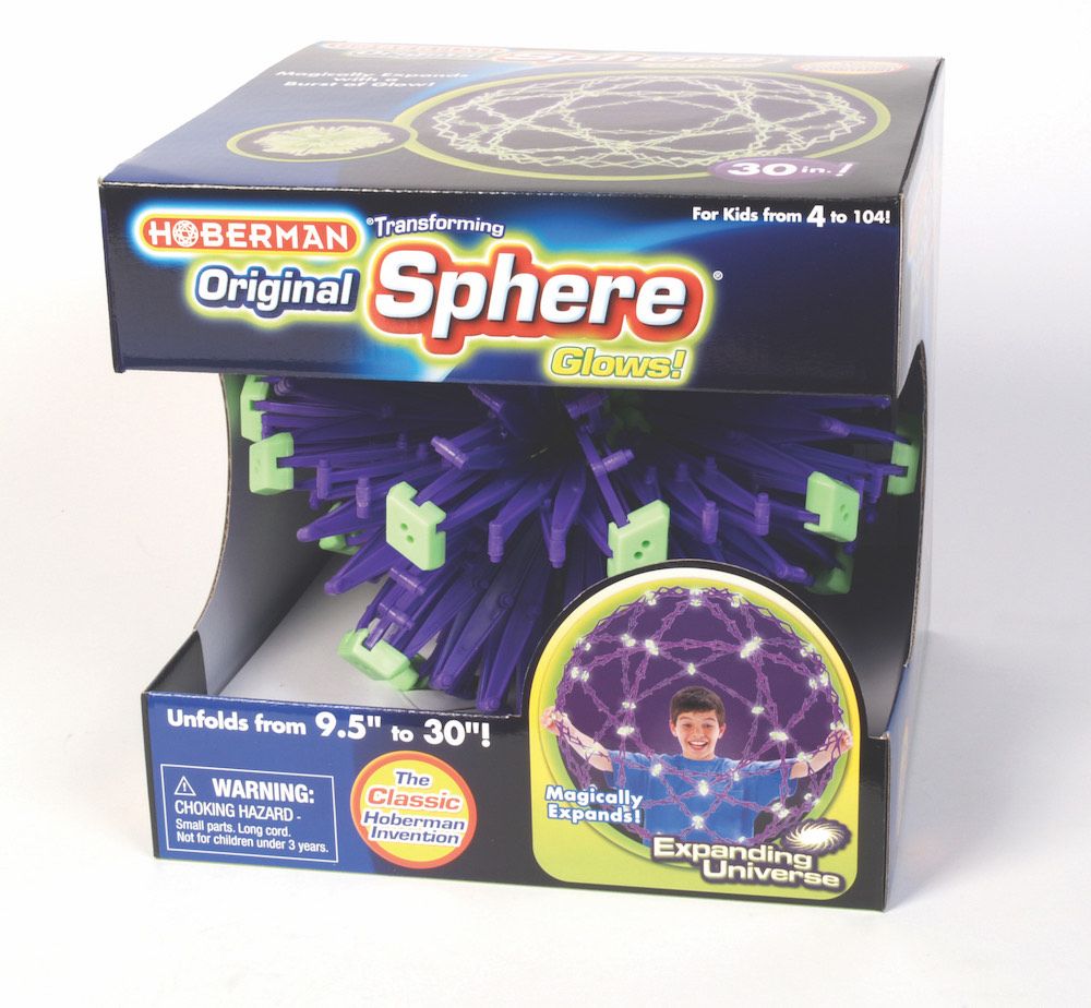 image of hoberman sphere in box