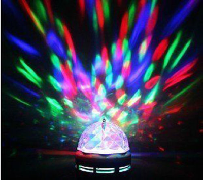 image of a lit disco light bulb