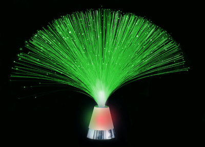 Fibre optic lamp with remote lit in green