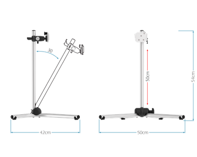 Image showing the dimensions of the rehadapt table stand XL mounting arm