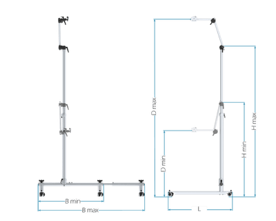 Image showing dimensions of the rehadapt floorstand ecolock