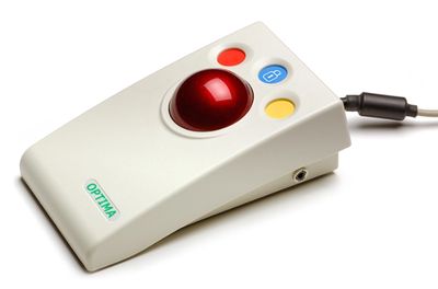 Top view of the optima trackball