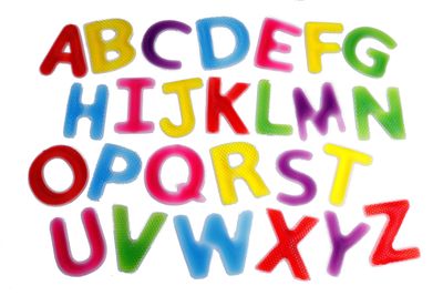 Image of different coloured textured jelly alphabet letters in uppercase