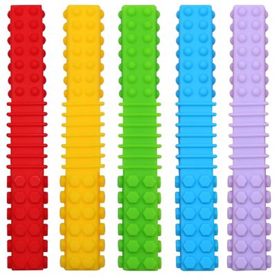 Set of five colourful silicon chew sticks