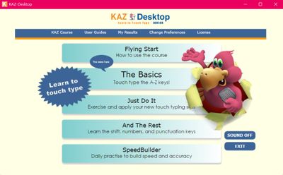 Screenshot showing the KAZ menu