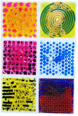 Set of six textured massage liquid sensory tiles