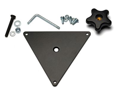 Image of large triangular mounting plate with attachments, not assembled