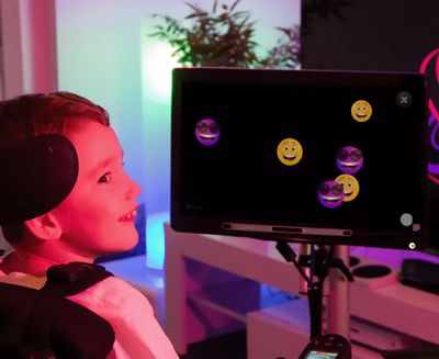 Image of a child playing sensory eyefx 2 games via eye gaze