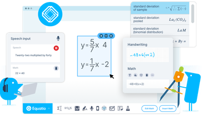 Screenshots of different functions available in Equatio software