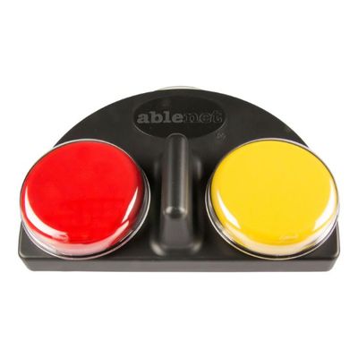 Front view of the italk 2 with yellow and red buttons on a black base
