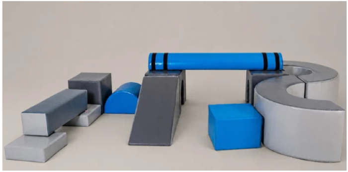 Image of Move 12 soft play set in blue and grey