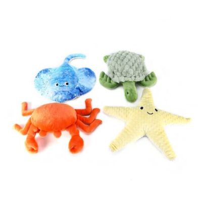 Set of four weighted sea animal plush toys