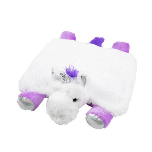 Top view image of weighted plush unicorn lap pad.