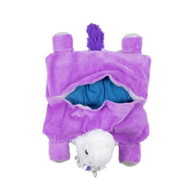 Bottom view image of weighted plush unicorn lap pad.