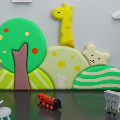 Image of Forest Padded Wall Art Set installed on a wall.