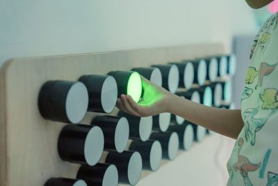 Close up view of the Rotating colour spectrum light panel.