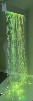 Image of Fibre Optic Curtain lit up in green