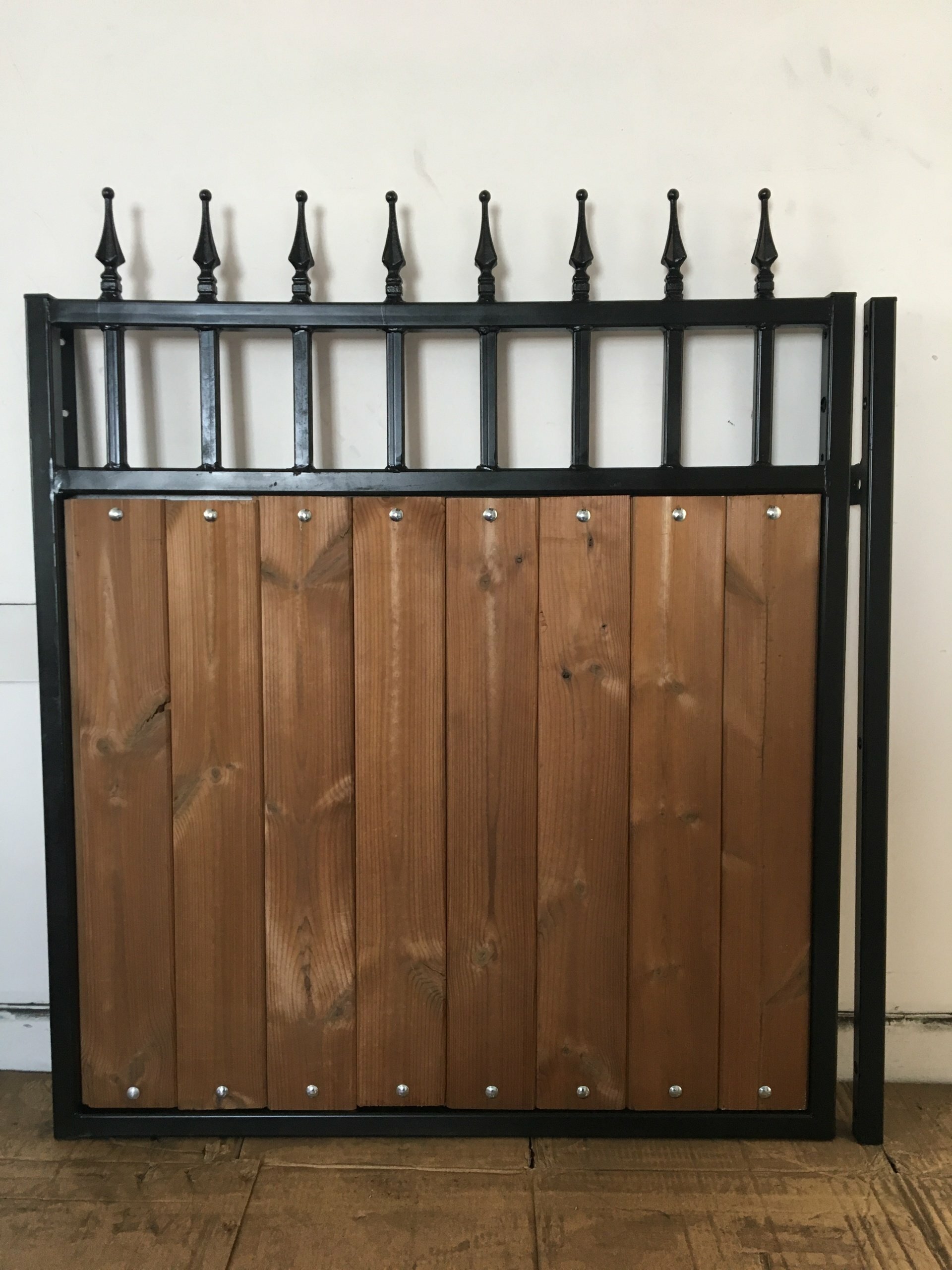 Hks099 Beautiful Steel Iron Metal Garden Gate Door With Timber Wood Infill Security