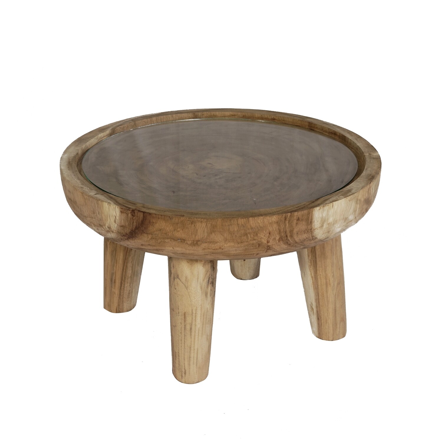 Suar Wood Side Table 3 (glass)