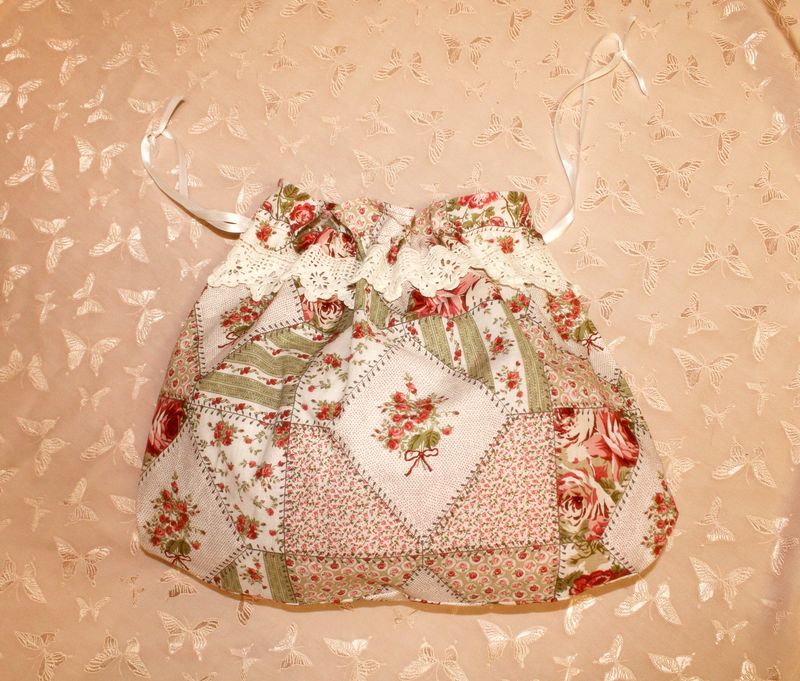 Rose Patchwork Reticule Bag